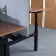 Elev8 Touch sit-stand back-to-back desks 1200mm x 1650mm - silver frame and grey oak top