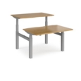 Elev8 Touch sit-stand back-to-back desks 1200mm x 1650mm - silver frame and oak top