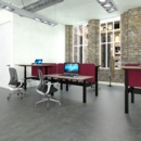 Elev8 Touch sit-stand back-to-back desks 1200mm x 1650mm - silver frame and white top with oak edge