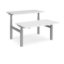 Elev8 Touch sit-stand back-to-back desks 1400mm x 1650mm - silver frame and white top