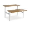 Elev8 Touch sit-stand back-to-back desks 1400mm x 1650mm - white frame and oak top