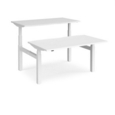 Elev8 Touch sit-stand back-to-back desks 1400mm x 1650mm - white frame and white top