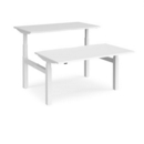 Elev8 Touch sit-stand back-to-back desks 1400mm x 1650mm - white frame and white top