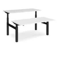 Elev8 Touch sit-stand back-to-back desks 1600mm x 1650mm - black frame and white top