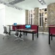 Elev8 Touch sit-stand back-to-back desks 1600mm x 1650mm - silver frame and walnut top