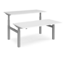 Elev8 Touch sit-stand back-to-back desks 1600mm x 1650mm - silver frame and white top