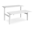 Elev8 Touch sit-stand back-to-back desks 1600mm x 1650mm - white frame and white top