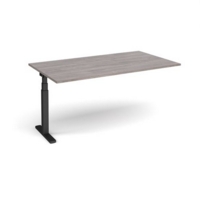 Elev8 Touch boardroom table add on unit 1800mm x 1000mm - black frame and grey oak top