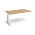 Elev8 Touch boardroom table add on unit 1800mm x 1000mm - silver frame and oak top
