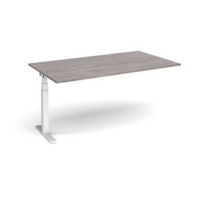 Elev8 Touch boardroom table add on unit 1800mm x 1000mm - white frame and grey oak top