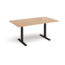 Elev8 Touch boardroom table 1800mm x 1000mm - black frame and beech top