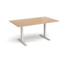 Elev8 Touch boardroom table 1800mm x 1000mm - silver frame and beech top