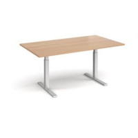 Elev8 Touch boardroom table 1800mm x 1000mm - silver frame and beech top