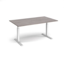 Elev8 Touch boardroom table 1800mm x 1000mm - silver frame and grey oak top