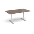 Elev8 Touch boardroom table 1800mm x 1000mm - silver frame and walnut top