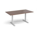 Elev8 Touch boardroom table 1800mm x 1000mm - silver frame and walnut top