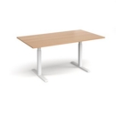 Elev8 Touch boardroom table 1800mm x 1000mm - white frame and beech top