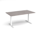 Elev8 Touch boardroom table 1800mm x 1000mm - white frame and grey oak top