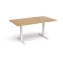 Elev8 Touch boardroom table 1800mm x 1000mm - white frame and oak top