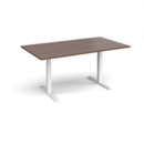 Elev8 Touch boardroom table 1800mm x 1000mm - white frame and walnut top