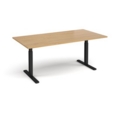 Elev8 Touch boardroom table 2000mm x 1000mm - black frame and oak top