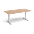 Elev8 Touch boardroom table 2000mm x 1000mm - silver frame and beech top