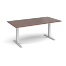 Elev8 Touch boardroom table 2000mm x 1000mm - silver frame and walnut top
