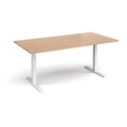 Elev8 Touch boardroom table 2000mm x 1000mm - white frame and beech top