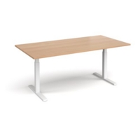 Elev8 Touch boardroom table 2000mm x 1000mm - white frame and beech top