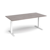 Elev8 Touch boardroom table 2000mm x 1000mm - white frame and grey oak top