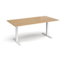 Elev8 Touch boardroom table 2000mm x 1000mm - white frame and oak top
