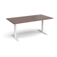 Elev8 Touch boardroom table 2000mm x 1000mm - white frame and walnut top