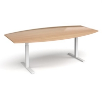 Elev8 Touch radial boardroom table 2400mm x 800/1300mm - white frame and beech top