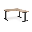 Elev8 Touch sit-stand desk 1400mm x 800mm with 800mm return desk - black frame and beech top