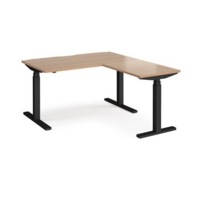 Elev8 Touch sit-stand desk 1400mm x 800mm with 800mm return desk - black frame and beech top