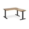 Elev8 Touch sit-stand desk 1400mm x 800mm with 800mm return desk - black frame and oak top