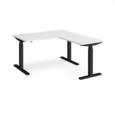 Elev8 Touch sit-stand desk 1400mm x 800mm with 800mm return desk - black frame and white top
