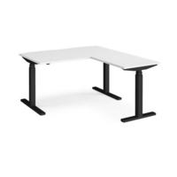 Elev8 Touch sit-stand desk 1400mm x 800mm with 800mm return desk - black frame and white top
