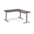 Elev8 Touch sit-stand desk 1400mm x 800mm with 800mm return desk - silver frame and walnut top