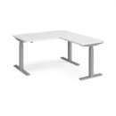 Elev8 Touch sit-stand desk 1400mm x 800mm with 800mm return desk - silver frame and white top