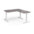 Elev8 Touch sit-stand desk 1400mm x 800mm with 800mm return desk - white frame and grey oak top