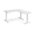 Elev8 Touch sit-stand desk 1400mm x 800mm with 800mm return desk - white frame and white top