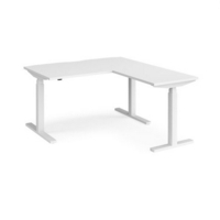 Elev8 Touch sit-stand desk 1400mm x 800mm with 800mm return desk - white frame and white top