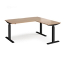 Elev8 Touch sit-stand desk 1600mm x 800mm with 800mm return desk - black frame and beech top