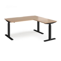 Elev8 Touch sit-stand desk 1600mm x 800mm with 800mm return desk - black frame and beech top
