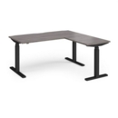 Elev8 Touch sit-stand desk 1600mm x 800mm with 800mm return desk - black frame and grey oak top