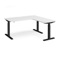Elev8 Touch sit-stand desk 1600mm x 800mm with 800mm return desk - black frame and white top