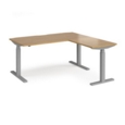 Elev8 Touch sit-stand desk 1600mm x 800mm with 800mm return desk - silver frame and oak top