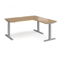 Elev8 Touch sit-stand desk 1600mm x 800mm with 800mm return desk - silver frame and oak top
