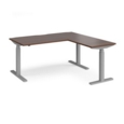 Elev8 Touch sit-stand desk 1600mm x 800mm with 800mm return desk - silver frame and walnut top